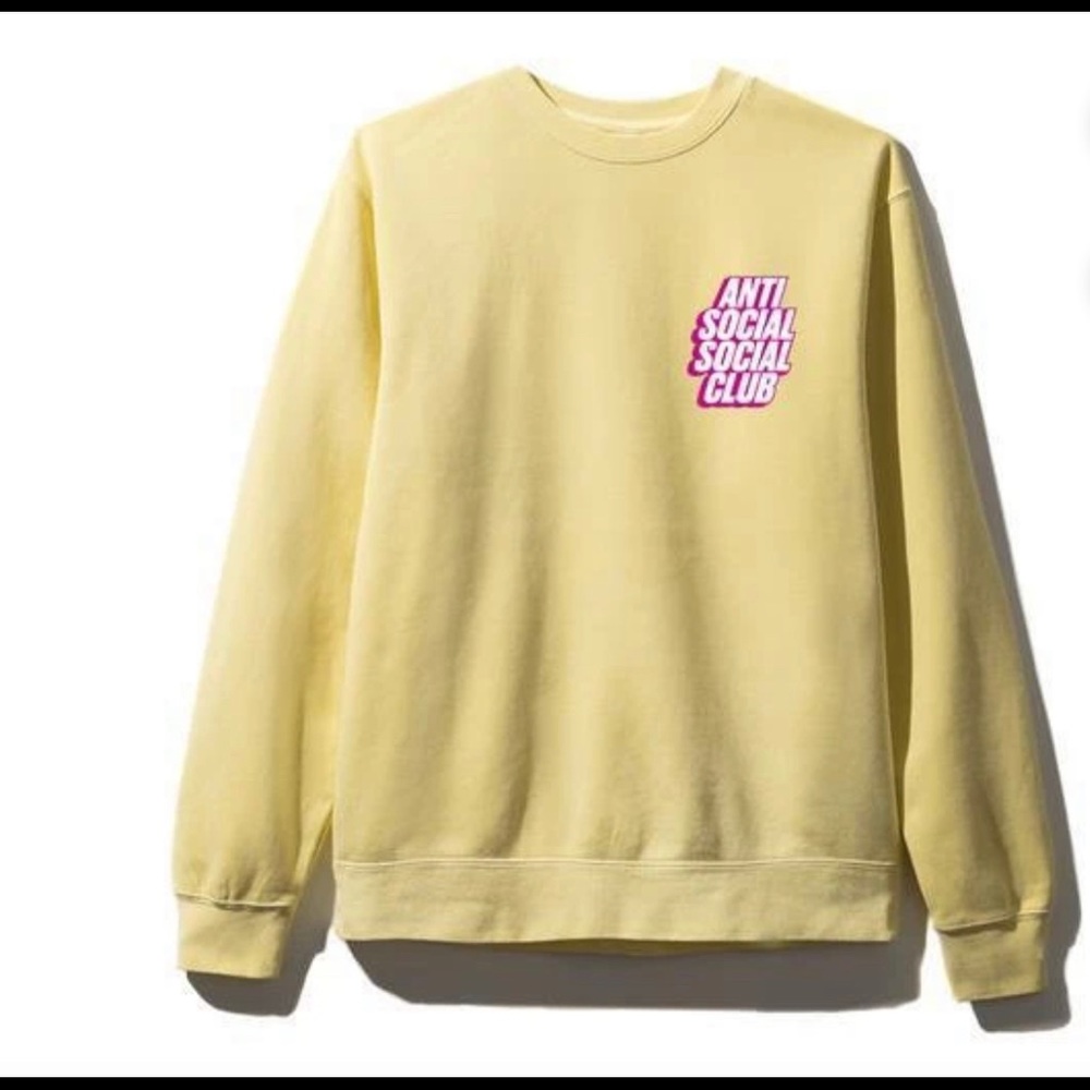 anti social club yellow crew neck sweatshirt